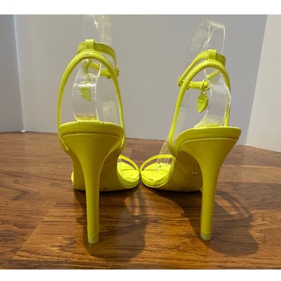 Kurt Geiger London Shoreditch Strappy Sandals Neon Yellow Size 7 NWT Bold Heels - Picture 5 of 13